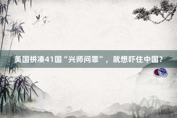 美国拼凑41国“兴师问罪”，就想吓住中国？