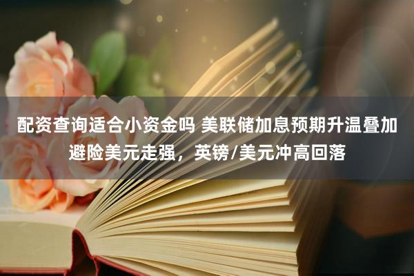 配资查询适合小资金吗 美联储加息预期升温叠加避险美元走强，英镑/美元冲高回落