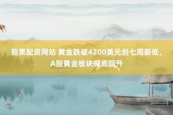 股票配资网站 黄金跌破4200美元创七周新低，A股黄金板块探底回升